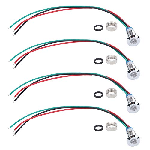 4 Sätze 1224V 8 mm LED -Anzeige Leuchtton vor verkabelten runden LEDs 2 Color Light Common Anodenelektrode mit Kompressionsmutter und Waschmaschine (rot und blau) (红绿) von BORDSTRACT