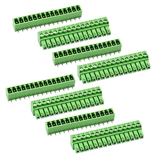 4 Sätze 3,81 mm Leiterplatten-Schraubklemmenblöcke und Buchsen mit Löchern, 15-polig, 300 V, 8 A. Klemmenblöcke und Buchsen für 28–16 AWG-Kabel, geeignet für Haushaltsgeräte und Industrieprojekte von BORDSTRACT