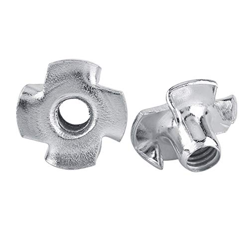 4-Zinken-T-Mutter, Prong-Mutter-Sortiment-Set Verzinkter Kohlenstoffstahl für Holz-Klettern hält Möbel für Möbel(M3 (50 pcs/pack)) von BORDSTRACT
