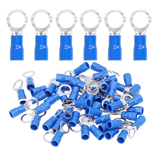 50Pcs Insulated Ring Terminals, Electrical Wire Crimp Connectors Copper AWG14‑12 RV5.5‑8,Bolt Ring Terminals von BORDSTRACT