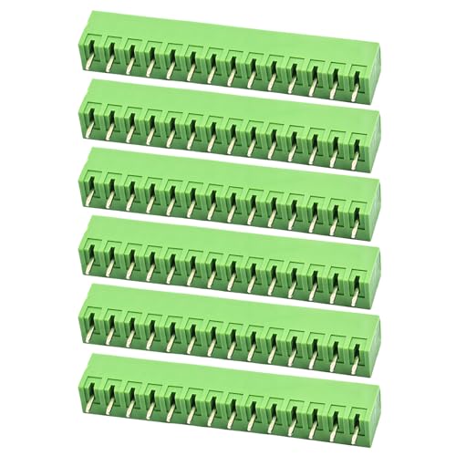 6 Stück Schraubklemmenblock-Steckverbinder, 14-polige Erdungskreis-Klemmenblöcke, geeignet für Leiterplatten, grün 6 Stück Schraubklemmenblock-Steckverbinder, 14-polige Erdungskreis-Klemmenblöcke, geeignet für Leiterplatten, grün von BORDSTRACT