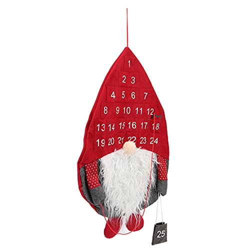 BORDSTRACT Adventskalender, Wichtel-Countdown-Kalender Zum Aufhängen an Der Wand Mit 25-Tage-Taschen, Wiederverwendbarer Weihnachtsmann-Kalender Für Weihnachten, Kinder, Geschenke Baumtürdekorat von BORDSTRACT