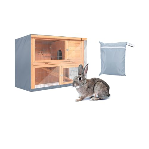 BORDSTRACT Kaninchenstall Abdeckung, 122 x 50 x 105CM Oxford-Kaninchenkäfig Staubschutz, Hasenstall, Käfigabdeckunge für Geflügel(Grau) von BORDSTRACT