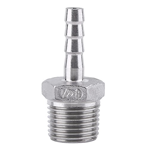 BORDSTRACT Schlauchtüllen Fittings SS304 Edelstahl Außengewinde Rohrfitting Barb Schlauchanschluss BSP 1/8"~3/4" zum Anschluss von Luftrohr, Kraftstoffrohr, Wasserrohr(1/2×8mm) von BORDSTRACT