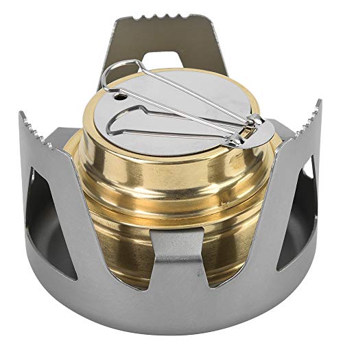 BORDSTRACT Tragbarer Camping-Alkoholkocher, Ultraleichter Camping-Spirituosenkocher mit Ständer, tragbarer Alkoholbrenner für Camping, Wandern, Rucksackreisen, Picknick, Grillen(Grau) von BORDSTRACT