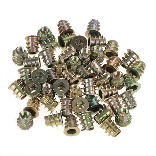 Einschraubmutter Gewindeeinsatz Holz,50PCS M4*6mm Zink-legierung Innensechskant Muttern Einschraubmuffen, Holzmöbel Gewindeeinsätze für Holz Möbel，Grundplatte Werbeschriftzug von BORDSTRACT