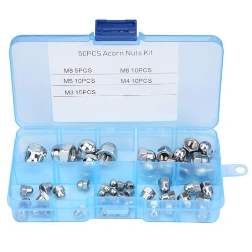 Head Cap Hex Nuts, 50 PCS Edelstahlkuppel Hex Acorn Nut Kit für Kommunikationsgeräte für Home Office Appliance Head Cap Hex Nuts, 50 PCS Edelstahlkuppel Hex Acorn Nut Kit für Kommunikationsgeräte für Home Office Appliance von BORDSTRACT