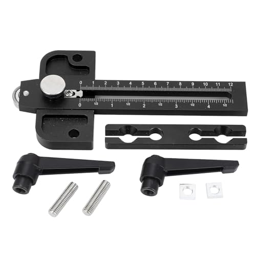 Tischsägen -Jig -Handbuch mit Roller Dual -Skala -Holzbearbeitung dünner Ripping Guide Locator für 3/4x3/8 3/8x1/4 Zoll t Slot (Black) von BORDSTRACT