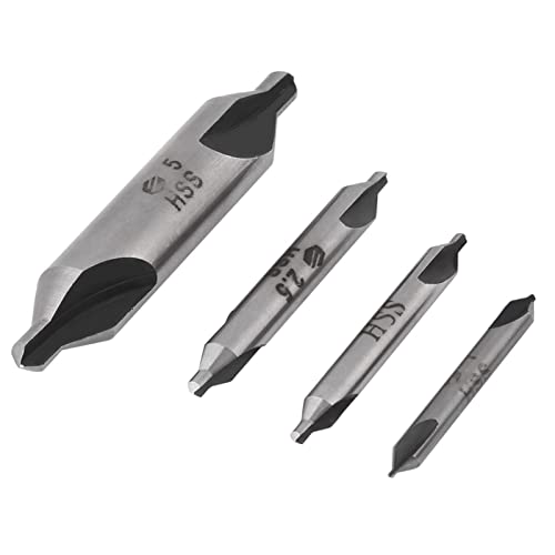 Zentrierbohrer-Set, 4-teilig 60 Grad HSS 1/2/2,5/5 Mm Zentrierbohrer-Werkzeug-Set Zentrierbohrer-Senker-Drehbank-Bit-Fräser-Werkzeug-Set Für Drehmaschinen-Metallbearbeitung von BORDSTRACT