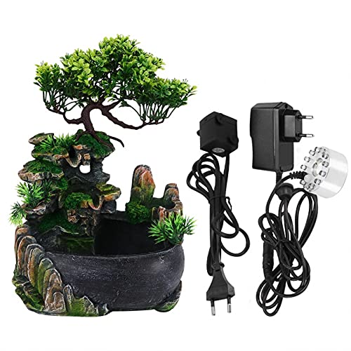 Zerstäubender Desktop-Brunnen Wasserfall-Luftbefeuchter, Rockery Stream Tabletop-Brunnen Indoor-Entspannung Desktop-Brunnen Wasserfall-Luftbefeuchter Dekor für Büro Schreibtischdekoration(EU 220V) von BORDSTRACT