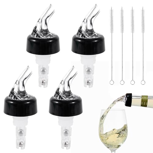BORISCA 4 Stück Flaschenausgießer, 2 Stück Ausgießer Spirituosen 2cl + 2 Stück Schnapsspender 4cl mit 4 Pinseln Dosierer für Flaschen Bar Portionierer Dosierhilfe Spirituosen für Weincocktails und öle von BORISCA