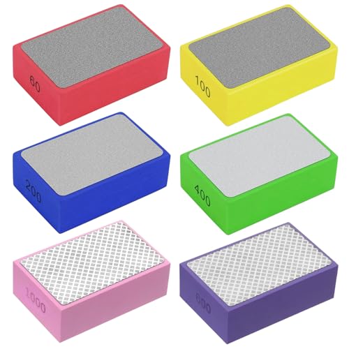 BORISCA 6 Stück Diamant Handschleifpad Set, Glas Schleifen Fliesen Schleifblöcke Polierpads Diamant Schleifpad Diamant Schleifblock für Steinkeramikfliesen Glas, 60#, 100#, 200#, 400#, 600#, 1000# BORISCA 6 Stück Diamant Handschleifpad Set, Glas Schleifen Fliesen Schleifblöcke Polierpads Diamant Schleifpad Diamant Schleifblock für Steinkeramikfliesen Glas, 60#, 100#, 200#, 400#, 600#, 1000# von BORISCA