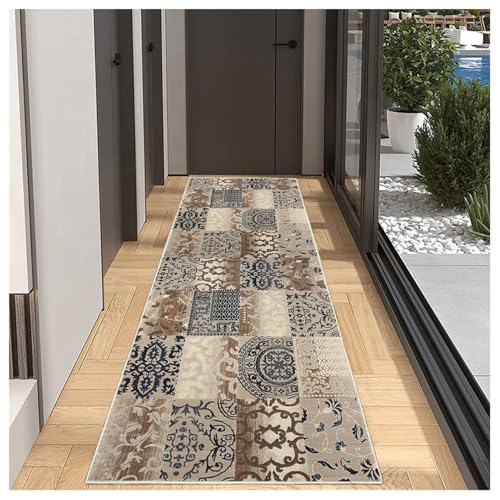 BORKOY Braun Läufer Flur Lang 80x450cm Modern Küchenteppich rutschfest Waschbar Meterware Korridor Teppichläufer für Eingang Wohnzimmer, Extra Breiter Kurzflor-Teppich mit Abstract Muster BORKOY Braun Läufer Flur Lang 80x450cm Modern Küchenteppich rutschfest Waschbar Meterware Korridor Teppichläufer für Eingang Wohnzimmer, Extra Breiter Kurzflor-Teppich mit Abstract Muster von BORKOY