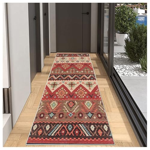 BORKOY Flur Läufer Teppich Lang | Waschbar & rutschfest für Küche, Eingang, Wohnzimmer, Schlafzimmer | Marokkanischer Bunter Teppichläufer in Meterware 80x150cm (Anpassbar) | Korridor Teppich Läufer von BORKOY