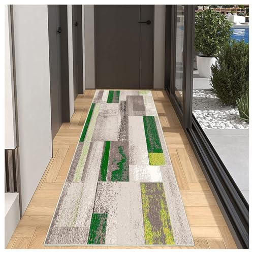 BORKOY Flurteppich Läufer Modern Grün Patchwork 80x550cm Küchenteppich rutschfest Waschbar Meterware Schlafzimmer Korridor Polyester Flurläufer Lang Individualisierbare mit strapazierfähigem Kurzflor BORKOY Flurteppich Läufer Modern Grün Patchwork 80x550cm Küchenteppich rutschfest Waschbar Meterware Schlafzimmer Korridor Polyester Flurläufer Lang Individualisierbare mit strapazierfähigem Kurzflor von BORKOY
