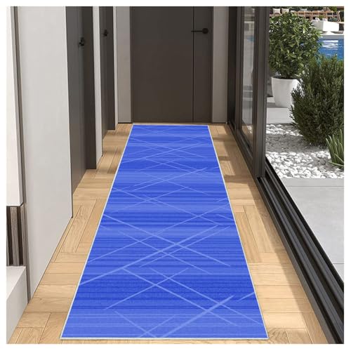 BORKOY Hellblau Flurläufer Teppich Küche 80x150cm Waschbar Anti-Rutsch, Küchenläufer Korridor Teppich Polyester Meterware | Anpassbare Länge für Wohnungseingang Balkontür Badezimmer Vorleger von BORKOY