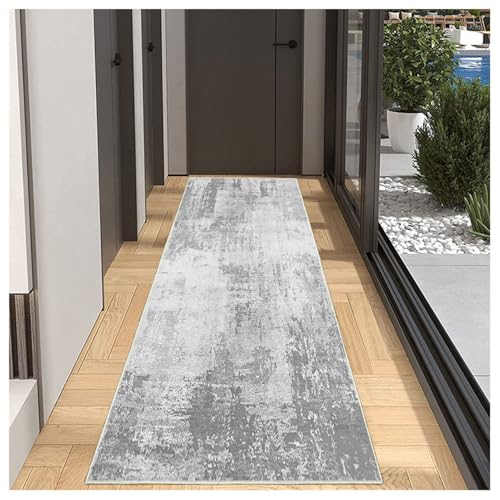 BORKOY Hellgrau Flurteppich Lang Küchenläufer 70x100cm Vintage Abstract rutschfest Waschbar Meterware Schlafzimmer Korridor, Anpassbare Größe 40-120cm, Teppichmatten Polyester Kurzflor Teppich BORKOY Hellgrau Flurteppich Lang Küchenläufer 70x100cm Vintage Abstract rutschfest Waschbar Meterware Schlafzimmer Korridor, Anpassbare Größe 40-120cm, Teppichmatten Polyester Kurzflor Teppich von BORKOY