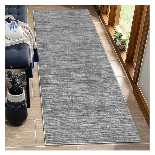 BORKOY Korridor Teppich Läufer Flur Küchenteppich Grau rutschfest Waschbar 80x300cm Lang Flurläufer Modern Küchenläufer für Schlafzimmer Wohnzimmer Eingangsbereich Teppichläufer mit Gummirücken von BORKOY