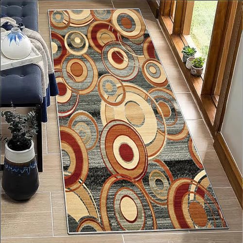 BORKOY Küchenteppich Flur Läufer Grau Rot Beige rutschfest Waschbar 40x250cm Moderner Korridor Teppich Läufer, Küchenläufer Polyester Meterware Anpassbar für Wohnzimmer Schlafzimmer BORKOY Küchenteppich Flur Läufer Grau Rot Beige rutschfest Waschbar 40x250cm Moderner Korridor Teppich Läufer, Küchenläufer Polyester Meterware Anpassbar für Wohnzimmer Schlafzimmer von BORKOY