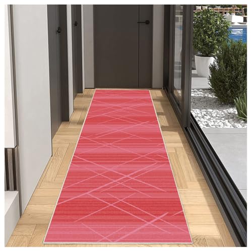 BORKOY Teppich Läufer Flur Küche 100x350cm Rot Geometrisch rutschfest Waschbar Küchenläufer Flurteppich Polyester Meterware, Langlaufteppich für Korridor Schlafzimmer Wohnzimmer | Teppichmatte BORKOY Teppich Läufer Flur Küche 100x350cm Rot Geometrisch rutschfest Waschbar Küchenläufer Flurteppich Polyester Meterware, Langlaufteppich für Korridor Schlafzimmer Wohnzimmer | Teppichmatte von BORKOY