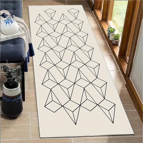 BORKOY Teppich Läufer Flur Küche 100x400cm Waschbar Geometrisch Beige rutschfest Küchenläufer Flurteppich Lang Polyester Meterware Korridor Schlafzimmer Wohnzimmer Eingangsteppich Schmutzfangmatte BORKOY Teppich Läufer Flur Küche 100x400cm Waschbar Geometrisch Beige rutschfest Küchenläufer Flurteppich Lang Polyester Meterware Korridor Schlafzimmer Wohnzimmer Eingangsteppich Schmutzfangmatte von BORKOY