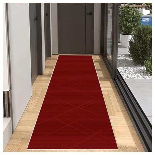 BORKOY Weinrot Flurläufer Teppich Küche 80x400cm Waschbar Anti-Rutsch, Küchenläufer Korridor Teppich Polyester Meterware | Anpassbare Länge für Wohnungseingang Balkontür Badezimmer Vorleger BORKOY Weinrot Flurläufer Teppich Küche 80x400cm Waschbar Anti-Rutsch, Küchenläufer Korridor Teppich Polyester Meterware | Anpassbare Länge für Wohnungseingang Balkontür Badezimmer Vorleger von BORKOY