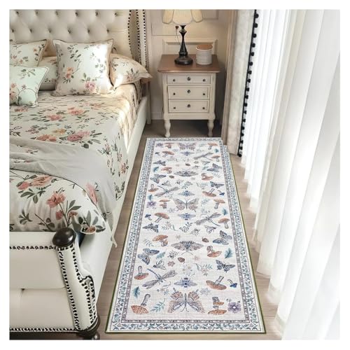 Teppich Läufer Flur 60x400cm Beige Schmetterling Naturstil,Rutschfester waschbarer Küchenläufer Korridor Teppichläufer Lang, Flurläufer Polyester Meterware anpassbar für Wohnzimmer Schlafzimmer Teppich Läufer Flur 60x400cm Beige Schmetterling Naturstil,Rutschfester waschbarer Küchenläufer Korridor Teppichläufer Lang, Flurläufer Polyester Meterware anpassbar für Wohnzimmer Schlafzimmer von BORKOY