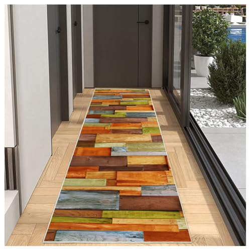 Teppich Läufer Flur Küche rutschfest Küchenteppich 70x100cm Waschbar Küchenläufer Flurteppich Fußmatte Flur Runner Teppiche Korridor Teppich Eingangsteppich Teppichläufer für Entryway Küche Bunt von BORKOY