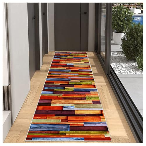 Teppich Läufer Flur Küche rutschfest Küchenteppich 80x150cm Bunt Waschbar Küchenläufer Flurteppich Fußmatte Flur Runner Teppiche Korridor Teppich Eingangsteppich Lang Teppichläufer für Entryway von BORKOY