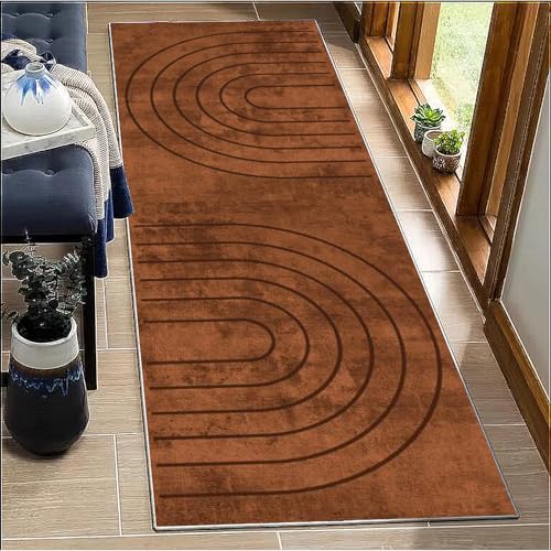 Teppich Läufer Flur Küche rutschfest Waschbar 40x350cm Brauner Abstrakt Modern Küchenläufer Flurteppich Korridor Teppichmatten für Wohnzimmer Schlafzimmer Esszimmer Schmutzfangmatte Küchenteppich Teppich Läufer Flur Küche rutschfest Waschbar 40x350cm Brauner Abstrakt Modern Küchenläufer Flurteppich Korridor Teppichmatten für Wohnzimmer Schlafzimmer Esszimmer Schmutzfangmatte Küchenteppich von BORKOY