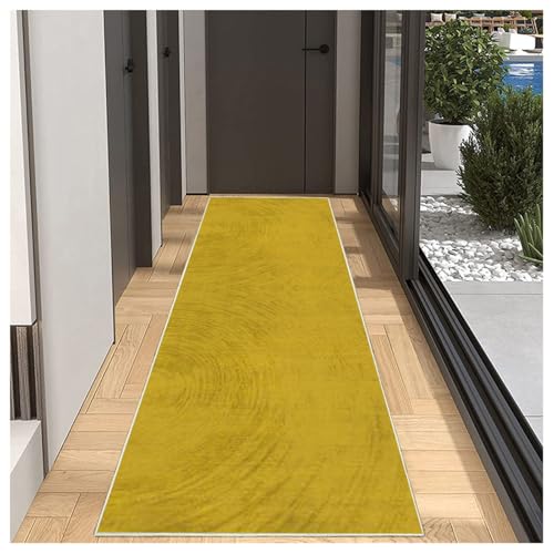 Teppich Läufer Flur Küche rutschfest Waschbar Einfarbig Muster 40x80cm Gelb Küchenläufer Flurläufer Lang Korridor Teppichläufer Küchenteppich Für Wohnzimmer Schlafzimmer Esszimmer Anpassbar von BORKOY