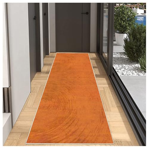 Teppich Läufer Flur Küche rutschfest Waschbar Einfarbig Muster 80x150cm Orange Küchenläufer Flurläufer Lang Korridor Teppichläufer Küchenteppich Für Wohnzimmer Schlafzimmer Esszimmer Anpassbar von BORKOY