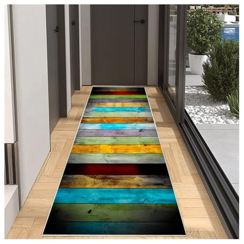Teppich Läufer Flur rutschfest 120x550cm Küchenteppich Holzoptik Retro Mehrfarbig Waschbar Meterware Schlafzimmer Korridor Teppichläufer Lang, Länge Anpassbare, 40-120cm Breit Teppich Läufer Flur rutschfest 120x550cm Küchenteppich Holzoptik Retro Mehrfarbig Waschbar Meterware Schlafzimmer Korridor Teppichläufer Lang, Länge Anpassbare, 40-120cm Breit von BORKOY