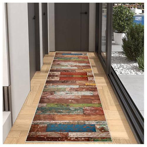 Teppich Läufer Flur rutschfest Mehrfarbig 120x550cm Küchenteppich Vintage Holzmaserung Waschbar Meterware Schlafzimmer Korridor Teppichläufer Lang, Länge Anpassbare, 40-120cm Breit Teppich Läufer Flur rutschfest Mehrfarbig 120x550cm Küchenteppich Vintage Holzmaserung Waschbar Meterware Schlafzimmer Korridor Teppichläufer Lang, Länge Anpassbare, 40-120cm Breit von BORKOY