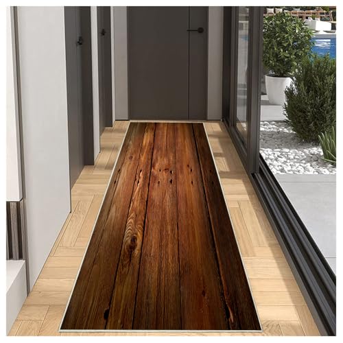 Teppich Läufer Küchenläufer Brown 3D Holzkornmuster rutschfest Korridor Teppichläufer, Modern Waschbar Läufer 60x100cm für Wohnzimmer Schlafzimmer Korridor,Breite 40cm 50cm 60cm 70cm 80cm 90cm 100cm Teppich Läufer Küchenläufer Brown 3D Holzkornmuster rutschfest Korridor Teppichläufer, Modern Waschbar Läufer 60x100cm für Wohnzimmer Schlafzimmer Korridor,Breite 40cm 50cm 60cm 70cm 80cm 90cm 100cm von BORKOY