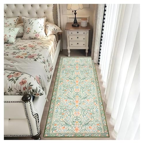 Teppichläufer Flur Lang 40x100cm Blumenmuster Vintage Soft rutschfest Waschbar Hellgrün Küchenläufer Flurteppich Teppichmatte Bettvorleger Wohnzimmer Schlafzimmer Korridor Läuferteppich Teppichläufer Flur Lang 40x100cm Blumenmuster Vintage Soft rutschfest Waschbar Hellgrün Küchenläufer Flurteppich Teppichmatte Bettvorleger Wohnzimmer Schlafzimmer Korridor Läuferteppich von BORKOY