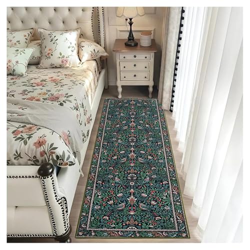Teppichläufer Flur Lang 80x100cm Blumenmuster Vintage Soft rutschfest Waschbar Dunkelgrün Küchenläufer Flurteppich Teppichmatte Bettvorleger Wohnzimmer Schlafzimmer Korridor Läuferteppich Teppichläufer Flur Lang 80x100cm Blumenmuster Vintage Soft rutschfest Waschbar Dunkelgrün Küchenläufer Flurteppich Teppichmatte Bettvorleger Wohnzimmer Schlafzimmer Korridor Läuferteppich von BORKOY