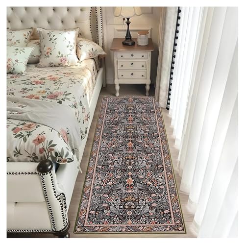 Teppichläufer Flur Lang 80x300cm Blumenmuster Vintage Soft rutschfest Waschbar dunkelgrau Küchenläufer Flurteppich Teppichmatte Bettvorleger Wohnzimmer Schlafzimmer Korridor Läuferteppich Teppichläufer Flur Lang 80x300cm Blumenmuster Vintage Soft rutschfest Waschbar dunkelgrau Küchenläufer Flurteppich Teppichmatte Bettvorleger Wohnzimmer Schlafzimmer Korridor Läuferteppich von BORKOY