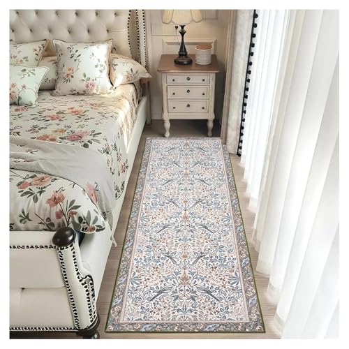 Teppichläufer Flur Lang 80x350cm Blumenmuster Vintage Soft rutschfest Waschbar Hellbeige Küchenläufer Flurteppich Teppichmatte Bettvorleger Wohnzimmer Schlafzimmer Korridor Läuferteppich Teppichläufer Flur Lang 80x350cm Blumenmuster Vintage Soft rutschfest Waschbar Hellbeige Küchenläufer Flurteppich Teppichmatte Bettvorleger Wohnzimmer Schlafzimmer Korridor Läuferteppich von BORKOY