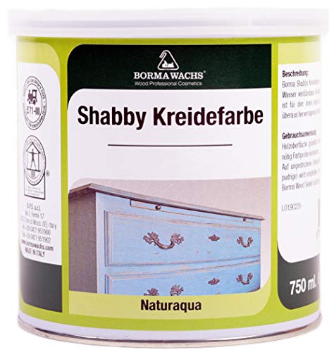 Shabby Chic Kreidefarbe Matt Landhaus Stil Vintage Look 750ml (HELLGRAU-OLIVGRUEN 81) von BORMA WACHS