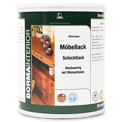 BORMA Möbellack Schichtlack Holzlack auf Wasserbasis 1 Liter - Hochglänzend von BORMA