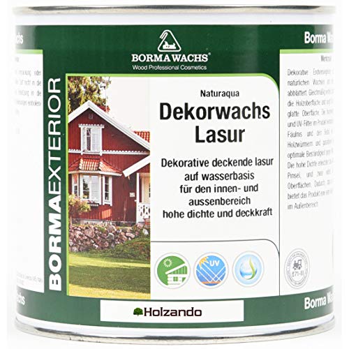 BORMA Naturaqua UV Buntlack Hochdeckender Holzlack Lasur deckend auf Öl und Wasserbasis für den Innen und Außenbereich 2,5 Liter EISGRAU 100 von BORMA