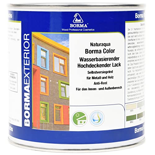 Hochdeckende Lack auf Wasserbasis 750ml Perlweiß RAL1013 Glänzend von BORMA