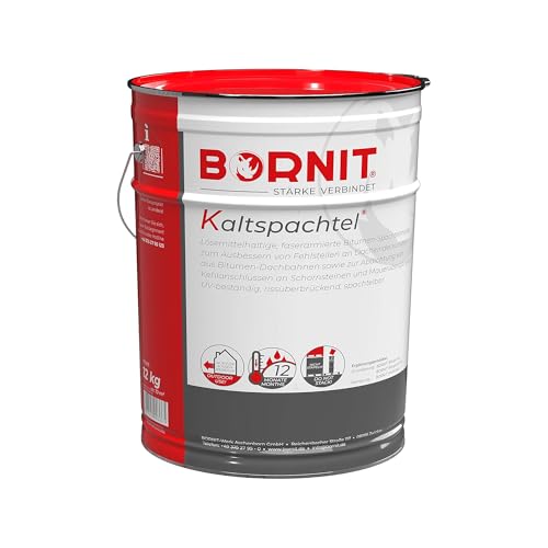 BORNIT Kaltspachtel, 12 kg Bitumen Spachtelmasse zum Ausbessern und Abdichten von Bitumendachbahnen sowie An- und Abschlüssen, Fertigspachtel zum Dach abdichten BORNIT Kaltspachtel, 12 kg Bitumen Spachtelmasse zum Ausbessern und Abdichten von Bitumendachbahnen sowie An- und Abschlüssen, Fertigspachtel zum Dach abdichten von BORNIT