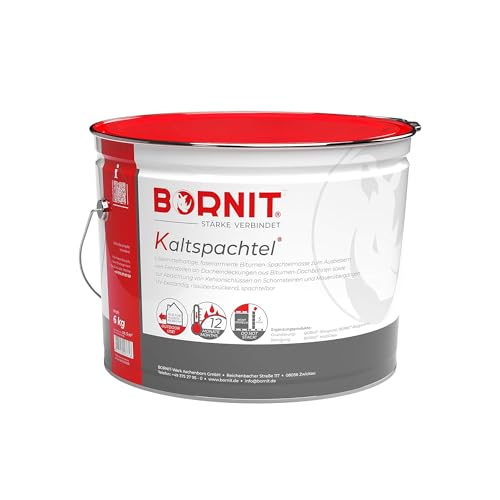 BORNIT Kaltspachtel, 6 kg Bitumen Spachtelmasse zum Ausbessern und Abdichten von Bitumendachbahnen sowie An- und Abschlüssen, Fertigspachtel zum Dach abdichten BORNIT Kaltspachtel, 6 kg Bitumen Spachtelmasse zum Ausbessern und Abdichten von Bitumendachbahnen sowie An- und Abschlüssen, Fertigspachtel zum Dach abdichten von BORNIT