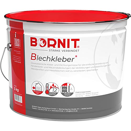 BORNIT Blechkleber 5 kg, dauerplastische Klebemasse für Metallabdichtungen, schallschützende Anwendung, kalt verarbeitbar, hohe Haftkraft auf Titanzink & Aluminium BORNIT Blechkleber 5 kg, dauerplastische Klebemasse für Metallabdichtungen, schallschützende Anwendung, kalt verarbeitbar, hohe Haftkraft auf Titanzink & Aluminium von BORNIT
