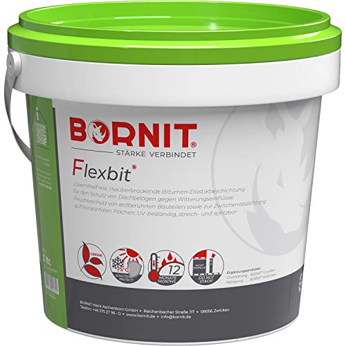Bornit - Flexbit Bitumen-Latex-Beschichtung | lösemittelfrei | Flachdach | Hochflexibel und wasserdicht! - Größe: 5 L von BORNIT