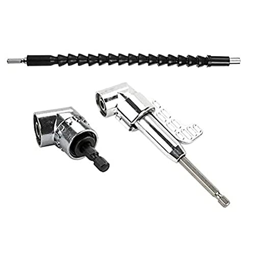 2 Stück Rechtwinkliger Bohrer 105 Grad Rechtwinkliger Bohrer Adapter Sechskantschaft-Schraubendreher Abgewinkelter Verlängerungs-Bit-Kit Halter Bohrmaschine Werkzeug Flexibler Winkel-Verlängerungs-Bit von BOROCO