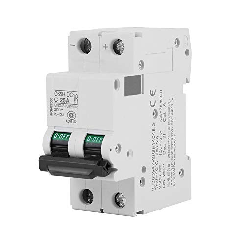 BOROCO 2P 250V Leitungsschutzschalter, Niederspannungs-DC-Leitungsschutzschalter für Solarenergie-Photovoltaikanlage Wind- und Solar-Hybridanlage(25A) von BOROCO
