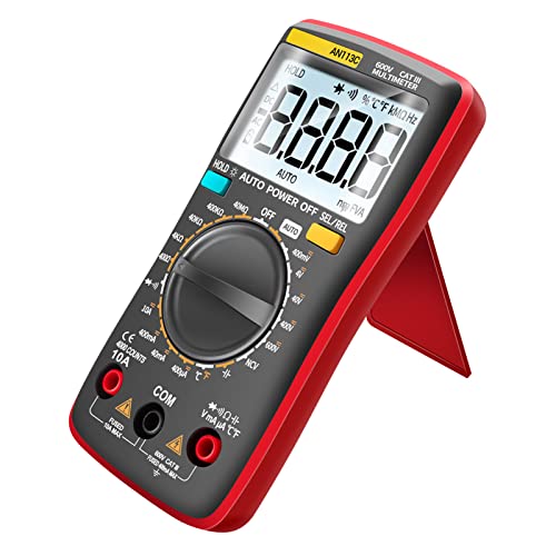 BOROCO Digital-Multimeter AC/DC-Spannungs-Strom-Tester mit Messleitungen Elektrisches Test-Messgerät mit automatischer Reichweite(Rot) von BOROCO